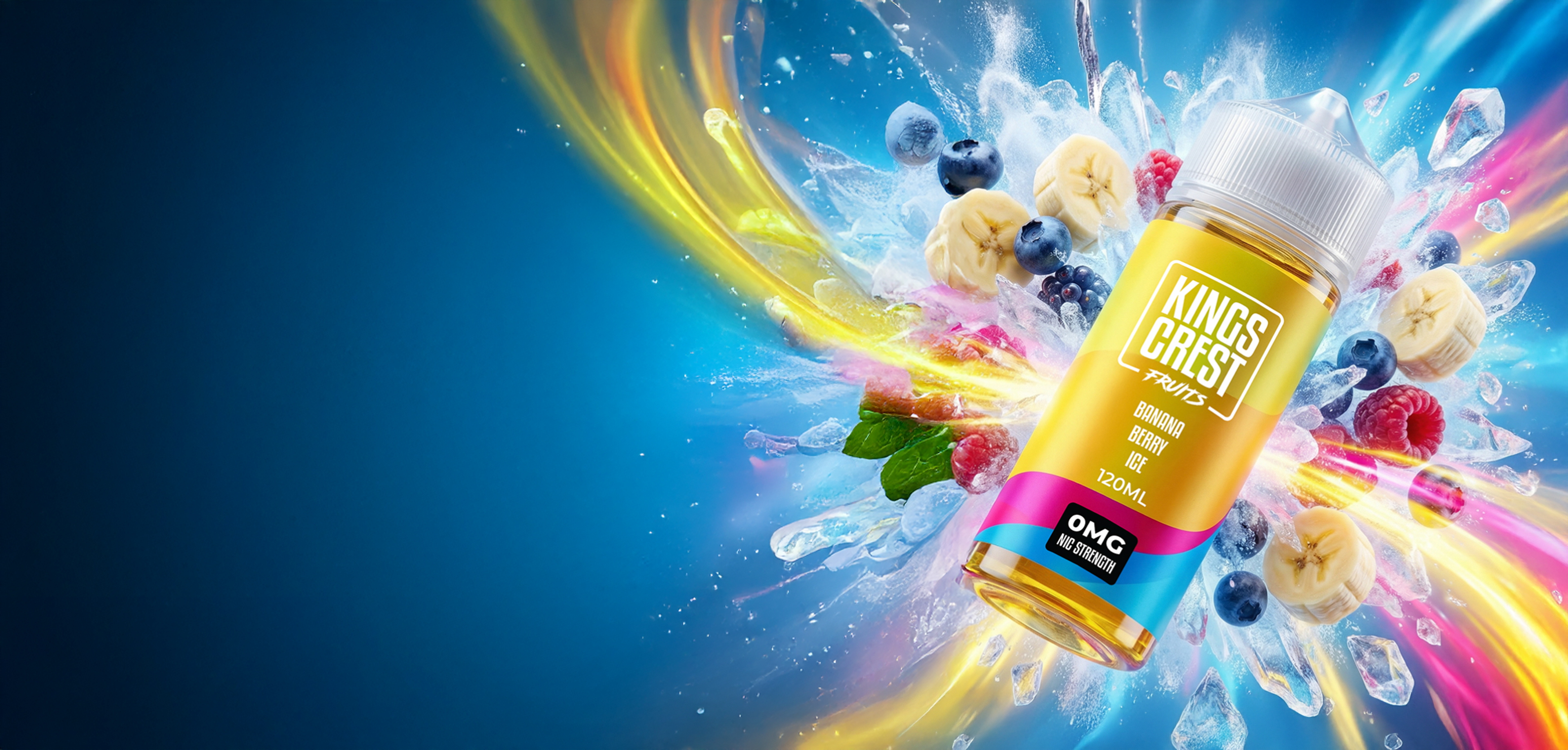 Banana Berry Ice – creamy banana with sweet mixed berries and a crisp icy menthol finish